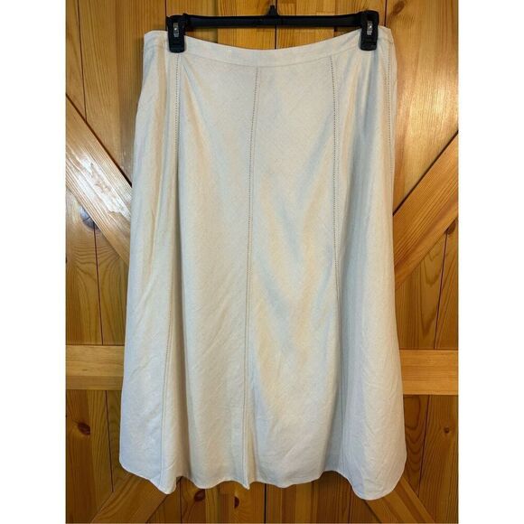 CJ Banks Maxi Skirt Size X (14) Natural Linen Blend Coastal Minimalist Hippie nw - Picture 4 of 7